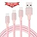 iPhone Charger Cable 3Pack (3/6/10ft) Elktry Durable Denim Braided Sync Wire Fast Lightning Charging Data Transfer Cord for iPhone X 8 8 Plus 7 7Plus 6 6s 6 Plus 6s Plus SE 5 iPad iPod (Adorable Pink)