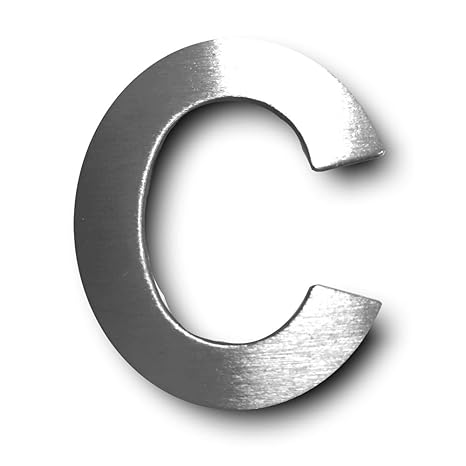 Individueller Metall-Buchstabe “C” aus gebürstetem Edelstahl – Höhe 4cm – Hausnummer, Zimmerbeschriftung, Bürobeschriftung, T