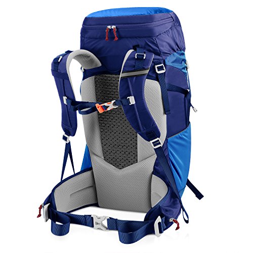 Gonex 55L Hiking Backpack Outdoor Trekking Camping Backpack Rain Cover Included Dark Blue
