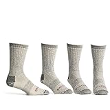 Ballston Medium Weight 86% Merino Wool Socks for Winter & Outdoor Hiking and Trekking - 4 Pairs for Men and Women(Lunar Gray, L (Fits Men's Shoe 9-12, Women's 10-12))