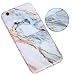 iPhone 6s Plus Case, Imikoko™ Flexible Case Print Crystal for iPhone 6s Plus (5.5 inch) - White Marble Pattern Slim Fit Snap On Hard Shell Back Case for iPhone 6/6S Plus (Pink)