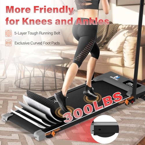 Walking Pad, HOWHAI Treadmill with Incline, Brushless 2 in 1 Foldable Under Desk Portable Treadmills for Home/Office with App, Bluetooth Music, Remote Control & LED Display (300lbs Capacity)