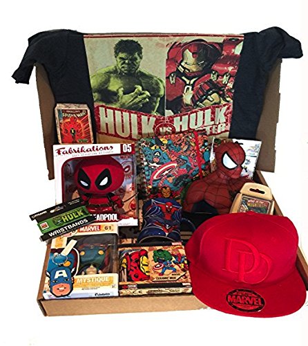 Marvel Comics Mystery Box --Mens T shirt + Toys + Random stuff (Large)