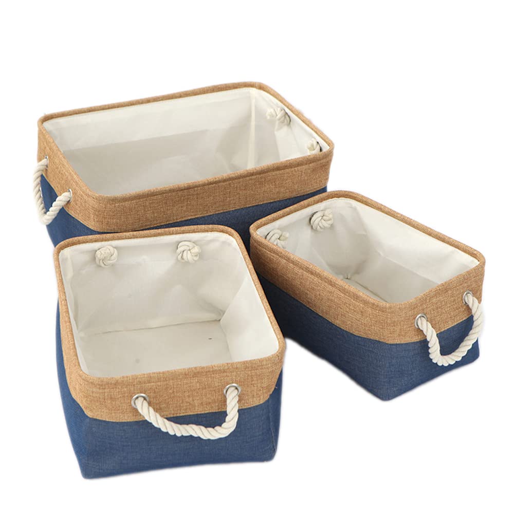 1 x foldable storage box without lid, storage box, decorative fabric storage boxes with handles for organising shelves cupboards, 36 x 26 x 16 cm, navy blue