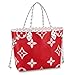 Xleoo Oversized colorful Monogram real leather Never fill in full shoulder handbags Red/Pink