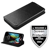 LG K10 Case,LG Premier LTE Case With HD Screen Protector,IDEA LINE(TM) Black Wallet Leather Case Premium Pouch ID Credit Card Cover Flip Folio Book Style with Money Slot + Stylus Pen