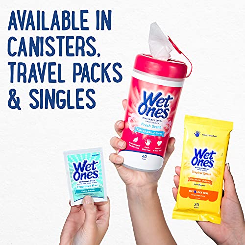 Wet Ones Antibacterial Hand & Face wipes, Citrus Scent Singles, 24