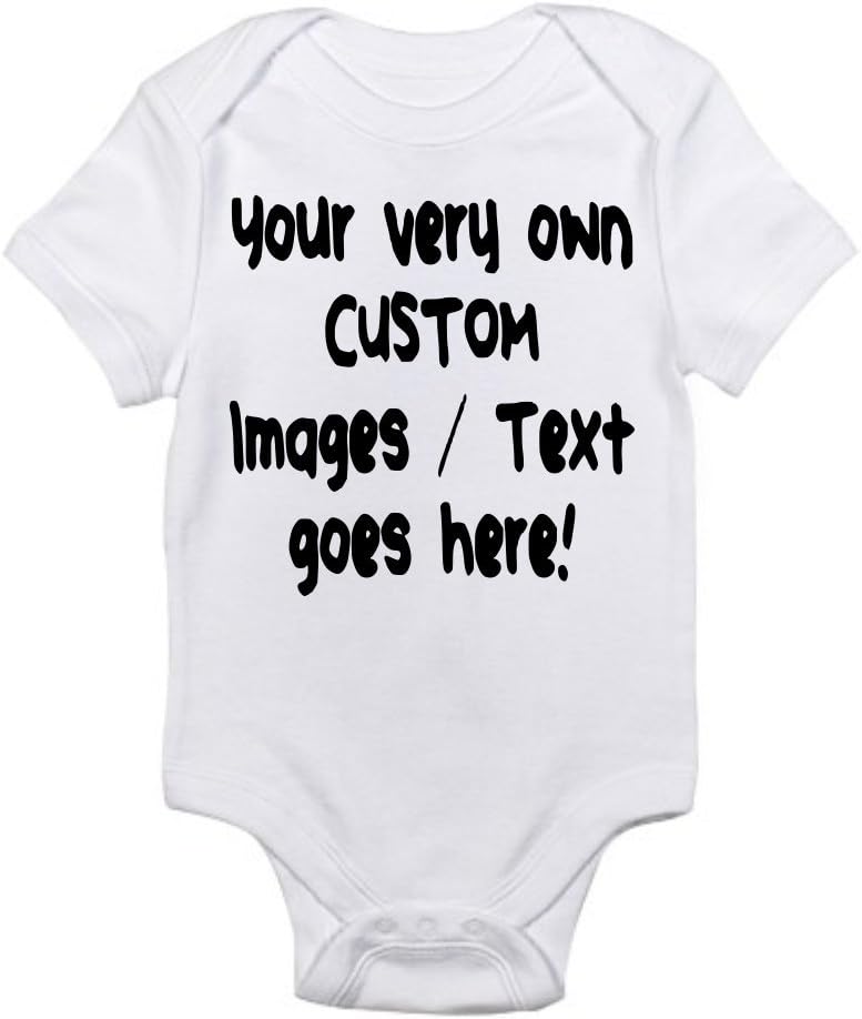 SANCARDY Custom Personalized Baby One-Piece Bodysuit Create Your Own Text or Image, White (6-12 Months (Medium))