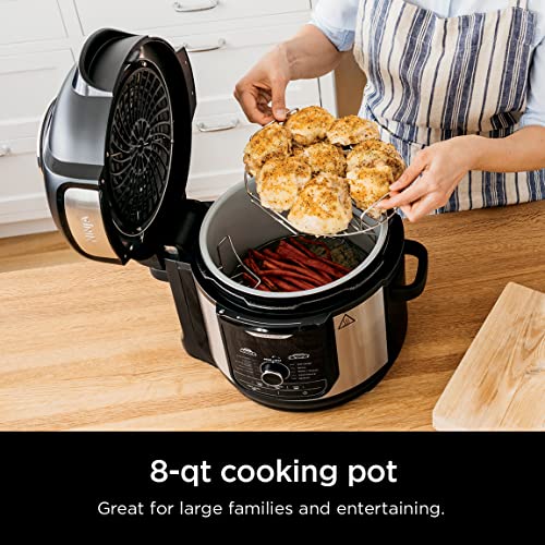 Ninja FD401 Foodi 12-in-1 Deluxe XL 8 qt. Pressure Cooker & Air Fryer that Steams, Slow Cooks, Sears, Sautés, Dehydrates & More, with 5 qt. Crisper Basket, Reversible Rack & Recipe Book, Silver