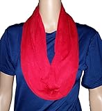 Solid Infinity Soft Polyester Scarf with Hidden Zipper Pocket (Red)