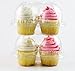 Chefible 4 Cupcake Container - Set of 25 | Four Cavity Plastic Disposable Cupcake Box, High Dome, Extra Sturdy and Stackable!