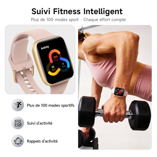 ENOMIR Men's Women's Smart Watch, 1.85 Inch Smartwatch with Built-in Alexa & 3ATM Waterproof, 100+ Sports Modes SpO2/Sleep/Heart Rate, Pedometer & Calories, Compatible with Samsung iPhone Android