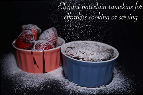 6 Ounce Porcelain Souffle Dishes | Oven Save Ramekins for Baking | Porcelain Baking Dish For SoufflÃ©, Creme Brulee and Ice Cream | Set of 5 Souffle Cups