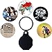 Elcoho 6 Pack 10X Mini Magnifying Glass Folding Pocket Magnifier with Rotating Protective Holster Leather Pouch for Reading with Storage Bag