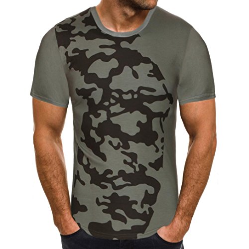 NREALY Summer Men Short Sleeve Print Camouflage Casual Slim Blouse T-Shirt Top