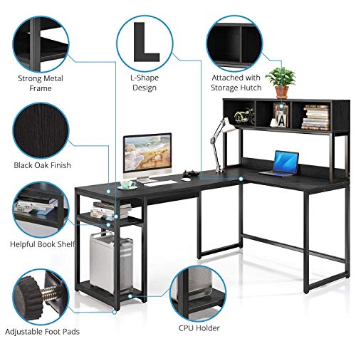 VIPEK LShaped Desk with Hutch, 69" Large Computer Desk Gaming Table PC