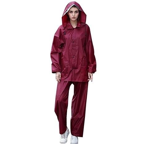 Lau's Regenmantel Lang Damen Wasserdicht Frauen Regenjacke Regenanzug Regenponcho