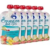 Pure Natural Goodness Reusable Food Pouch (6-Pack) - Refilled Squeeze Pouches w/Leak Proof Cap - Holds Homemade Puree & Healthy Snacks for Babies, Toddlers, Preschool, School Aged Children