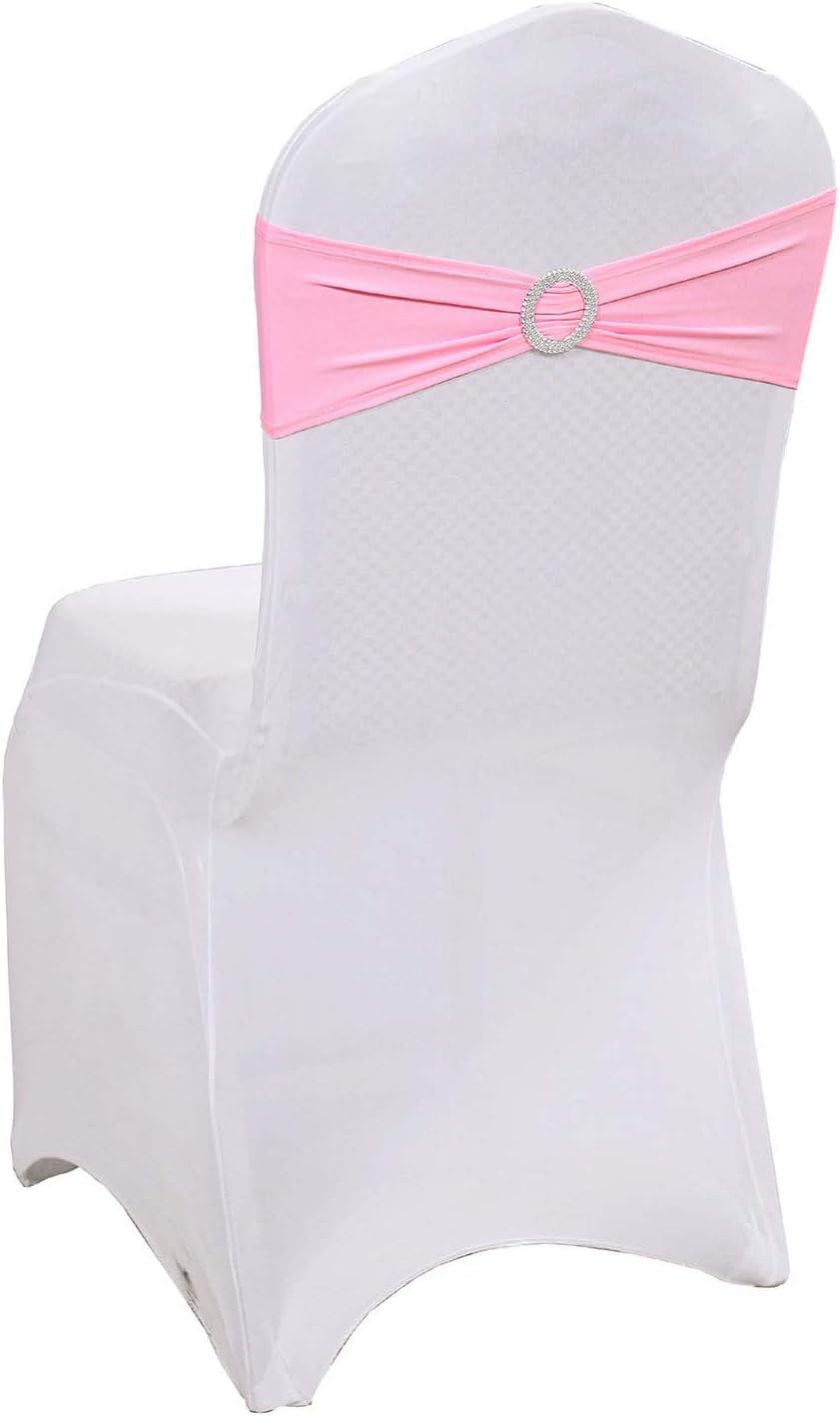 mds Pack of 50 Spandex Chair Sashes Bow sash Elastic Chair Bands Ties with Buckle for Wedding and Events Decoration Lycra Slider Sashes Bow - Baby Blue: Furniture & Decor