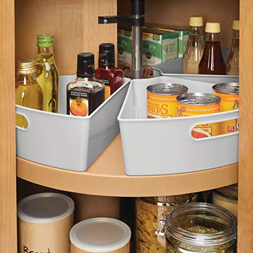 mDesign Kitchen Plastic Lazy Susan Storage Organizer Bins with