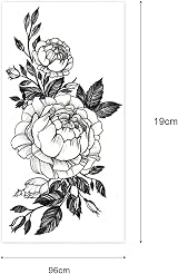 Jagowa 8 Sheets Waterproof 3D Flower Rose Sketch Black White Temporary Tattoo view 2