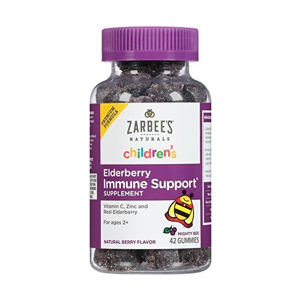 Zarbee's Naturals Children's Mighty Bee Gummies, Elderberry Immune Support Supplement with