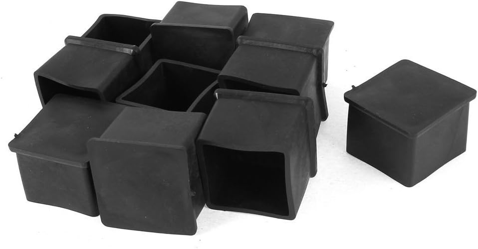 Square NonSlip Rubber Tips Chair Leg Covers Furniture Protectors Black 10Pcs (1.57" x 1