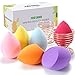Makeup Beauty Sponge Set - 6 Pack Latext-free Soft Polyester Makeup Blender Sponges with 2 Blender Holder Multi-Purpose Flawless Smooth for Liquid Foundation BB Creams Powders Concealer Multi Color