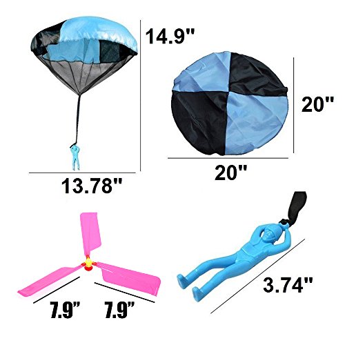 Qiwoo 5 Pack Flying Toy Parachute Balloon Helicopter Toys for Kids 4 Colors Mini No Tangle Throwing Flying Parachute Army Man Sports Outdoor Play for Childrens Boys Girls Teens Party Favors