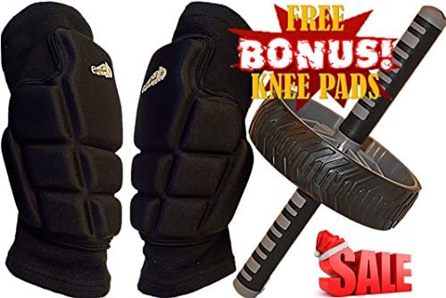 AB Roller Wheel &amp; FREE Knee Pads Set for Abdominal Six Pack &amp; Core Workout - Highly Cushioned Thick and Breathable Multifunctional Knee Protectors Pair- Rollout Crunch Machine - Home Gym Training Kit
