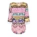 Weixinbuy Women Seven Point Hubble-bubble Sleeves Shirt Splicing Coat BlueXXL