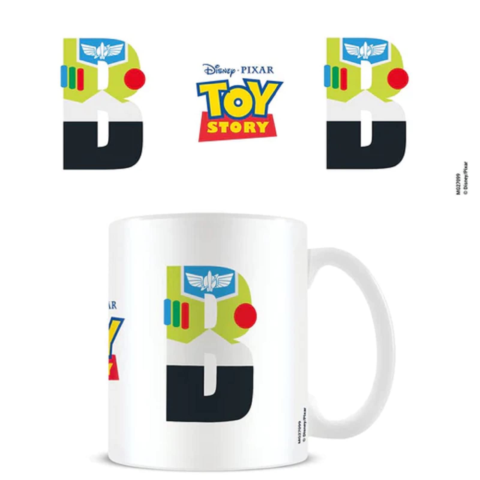 Disney Alphabet Personalised Mug (B for Buzz Lightyear Design) 11oz Ceramic Coffee Mug in Presentation Disney Gift Box - Official Merchandise, Blue,white