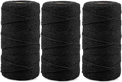 jijAcraft 300M Black Cotton String 2mm Butchers Twine for Cooking Crafting