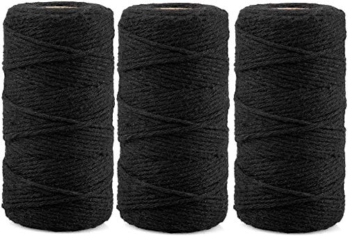 jijAcraft 300M Black Cotton String, 2MM Butchers Cooking String for Meat, DIY Crafts Cotton Twine for Crochet, Butchers Twine for Crafts, Cooking, Tying Meat, Making Sausage