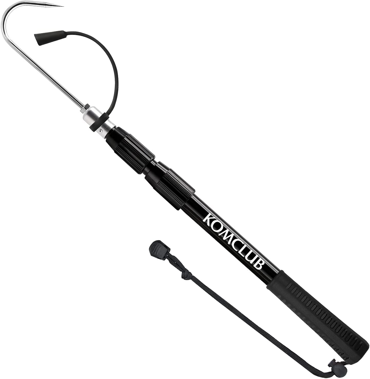 KOMCLUB Telescopic Fishing Gaff with Super Sharp Spear Hook Lightweight Hand Fish Gaff with Soft Rubber Nonslip Handle and Lanyard for Freshwater Offshore Fishing Boating and Outdoors (SLK- 47.24")