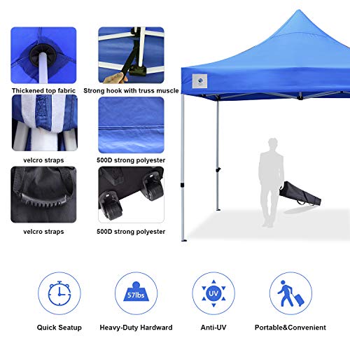 ALLINBOOST 10x10 Pop Up Outdoor Canopy Tent, Beach Canopy Sun Shelter, Commercial Instant Grill Gazebo with Wheeled Carry Bag for Food Vendors, Farmers Market and Backyard Events