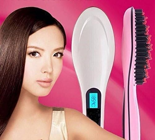 Pro Automatic Hair Straightener Paddle Brush LCD Iron Styler Tool Pink