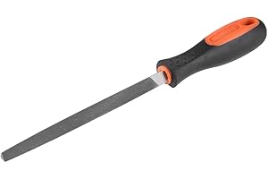 uxcell Second Cut Grade High Carbon Hardened Steel Triangle Side Three Square File W Handle 6-Inch