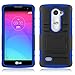 LG Leon Case, LG Power Case, EC™ Hybrid Dual Layer Combo Armor Protective Case Cover with Kickstand and Locking Belt Swivel Clip for LG Tribute 2/ LG Leon LTE C40 (Black+Dark Blue)