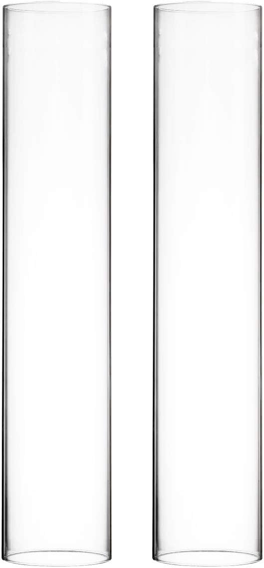 CYS EXCEL Various Size Hurricane Candleholders, Chimney Tube, Glass Cylinder Open Both Ends, Open Ended Hurricane, Candle Shade, Glass Shade Candleholders Set of 2 (3" Wide x 16" Tall)
