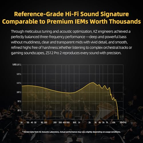 Yinyoo KZ ZS12 Pro 2, Gaming Headphones, USB C Wired Headphones, IEM Gaming Hybrid 1DD + 5BA, Earphones with Microphone 4 EQ Modes, In Ear Monitor for FPS Gamers