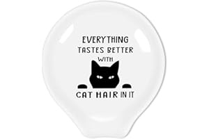Uhealik Coffee Spoon Rest-Funny Coffee Quote Black and White Ceramic Cat Coffee Spoon Holder-Coffee Station Coffee Bar Accessories-Funny Cat Gifts-Coffee Lovers Gift for Women Men