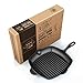 Fresh O2 Pre-Seasoned Cast Iron Skillet - 12 Inch (11 Inch Bottom) Cast Iron Grill Pan w/Cooking Ridges - Camping Accessories for Cooking - Home & Kitchen Accessories - Culinary Gifts for Chefs