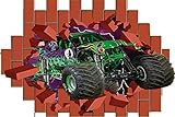 GRAVE DIGGER bursting through bricks monster truck monster jam 3D Wall Decal Sticker 18