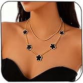 NAOKIFU Four Leaf Clover Necklace for Women 18K Gold Layered Dainty Plated Stainless Steel 4 Leaf Clover Necklace Flower Lucky Charm Pendant Jewelry Gifts