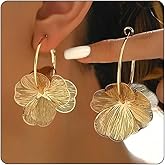 Gold Flower Earrings for Women Boho Orchid Earrings Floral Hoop Petal Earring Prom Wedding Jewelry