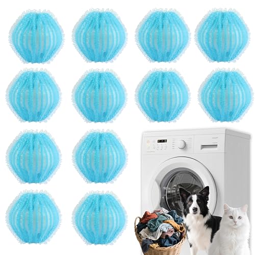 12 PCS Pet Hair Remover for Laundry,Laundry Pet Hair Catcher,Reusable Dog & Cat Hair Remover for Laundry,Pet Hair Catcher for Washing Machine Lint Remover for Clothes,Bedding,Won’t Damage Fabrics