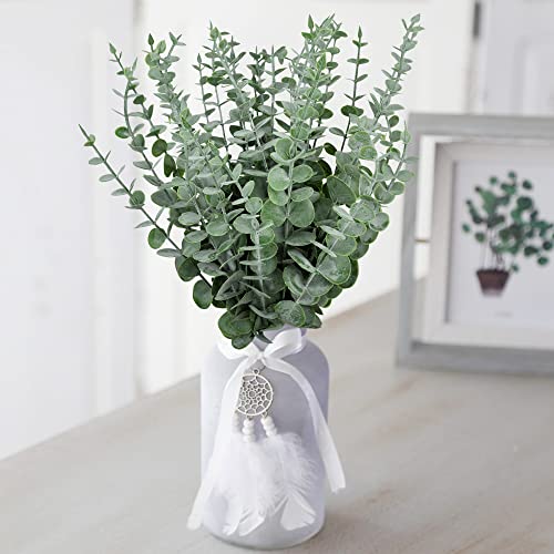 ROLLWAY Pack of 30 Artificial Eucalyptus Leaves Decorative Eucalyptus Branches Artificial Plants Eucalyptus Stem Silver Dollar Fake Plant for Flower Arrangement Table Decoration Wedding