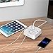 [Type C Charger] iClever BoostStrip Smart Power Strip | USB Charger with 4 USB + 3 AC Outlets, Dual Switch Control Charging Station and Phone / Tablet Stand - White