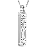 NovaMemo Tree of Life Urn Necklace For Ashes Memorial Bar Cremation Jewelry with Keepsake Urn Memorial Ash Jewelry For Women Men